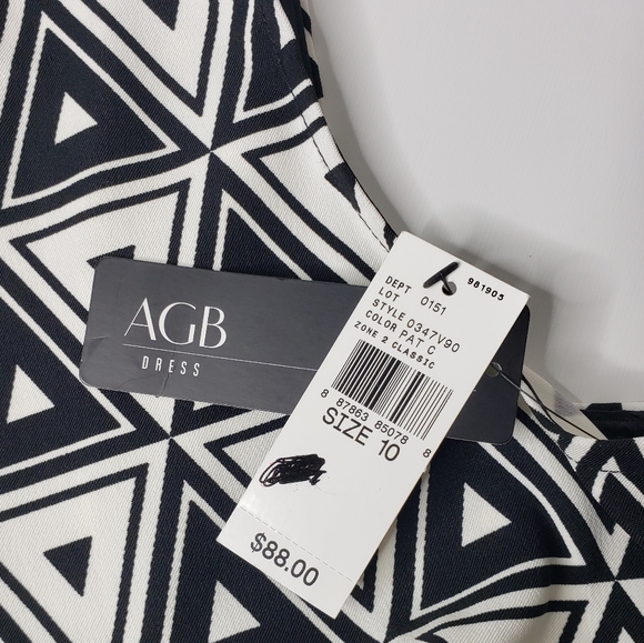 AGB Mockneck Geometric Triangle Shadow Print Office Casual Shift Border Print 10 - Picture 13 of 16